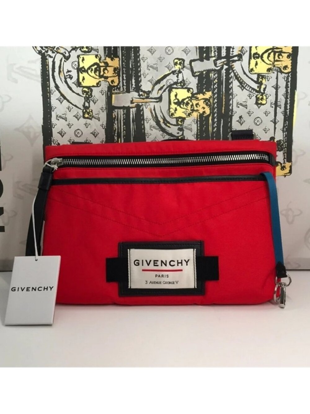 NWT Givenchy Red Downtown Flat Crossbody Bag Men’s Authentic